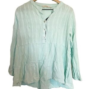 Soft Surroundings Gloria Gauze Henley Tunic Top‎ Clearwater Women’s Large